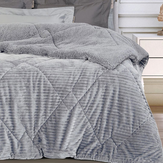 Mc Decor Κουβερτοπάπλωμα Μονό 160x230εκ. Ribb Light Grey