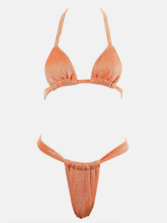 Padded Bikini Set Triangle Top & Slip Bottom Orange