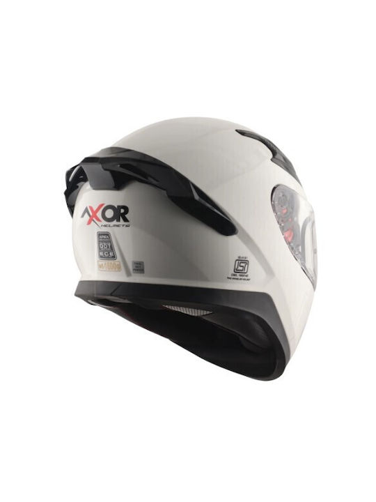 Axor Apex Solid White Κράνος Μηχανής Full Face ECE 22.06 1600gr με Pinlock και Sunvisor AXOKRA04