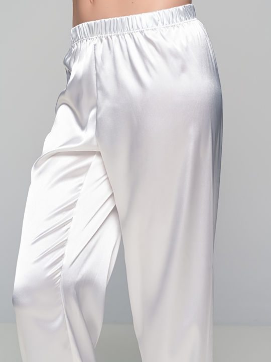 Milena by Paris Winter Bridal Women's Pyjama Set Satin Ivory, White