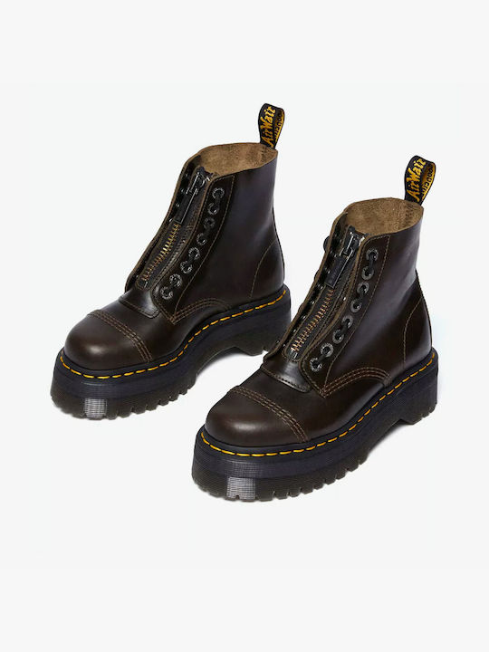 Dr. Martens Sinclair Γυναικεία Μποτάκια με Μεσαίο Τακούνι Καφέ