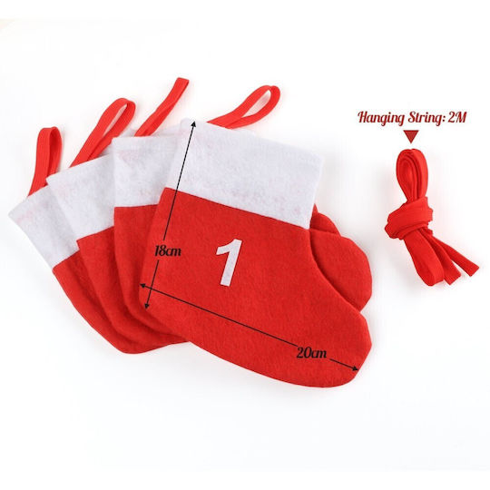 Christmas Decorative Fabric Red Socks L20xW18xH18cm 24pcs