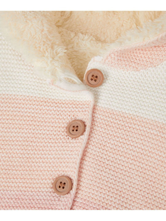 Kinderstrickjacke Gestrickt mit Kapuze Rosa