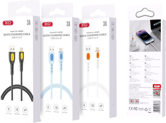 XO USB-A to Lightning Cable Μαύρο 1m (16.005.0341)