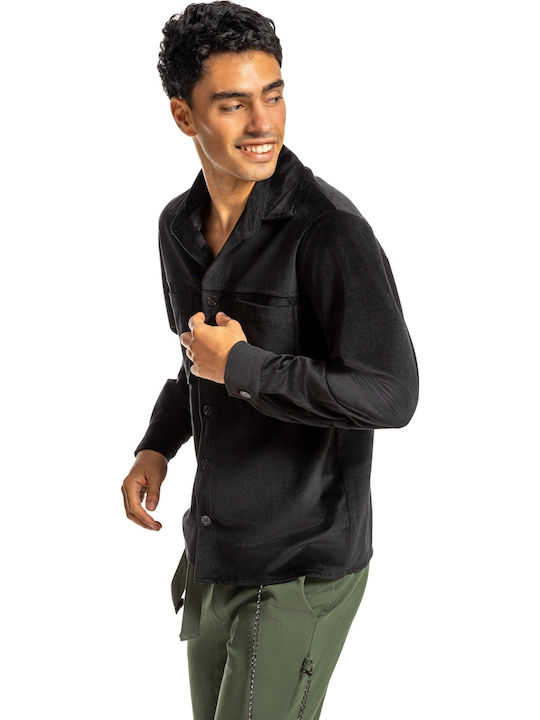 Μακρυμάνικo Overshirt Μαύρο