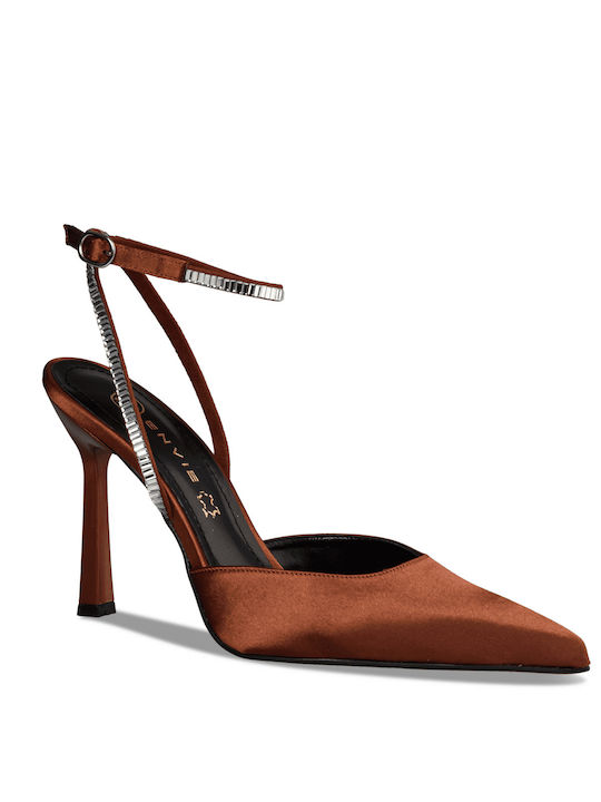 Envie Shoes Brown Heels with Strap Pumps