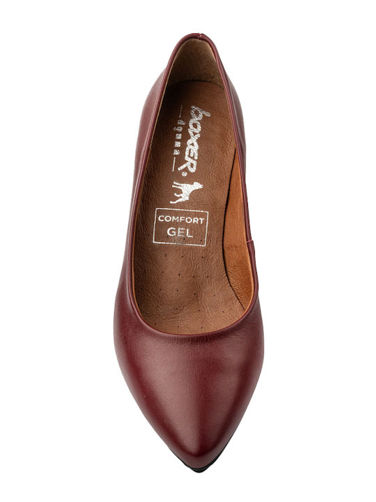 Leder Pumps mit mittelhohem Absatz Burgundisch