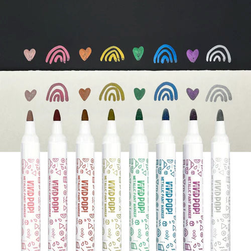 Set de Markere de Vopsea Vivid Pop 8 Metalice