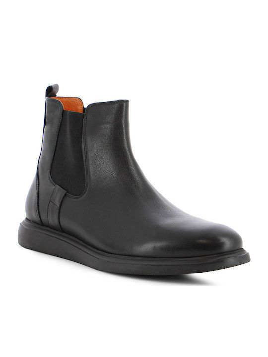 Deri Leder Chelsea-Stiefel Schwarz