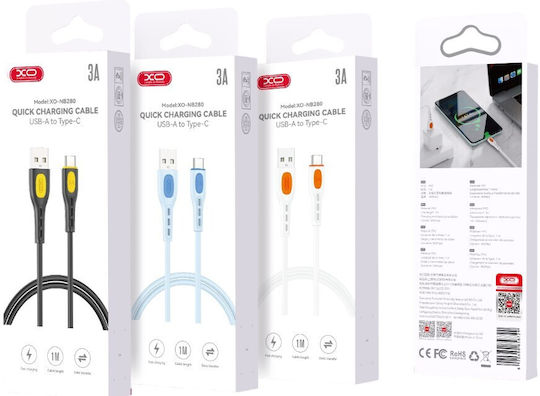 XO Nb280 USB 2.0 Cable USB-C male - USB-A Λευκό 1m 16.005.0348