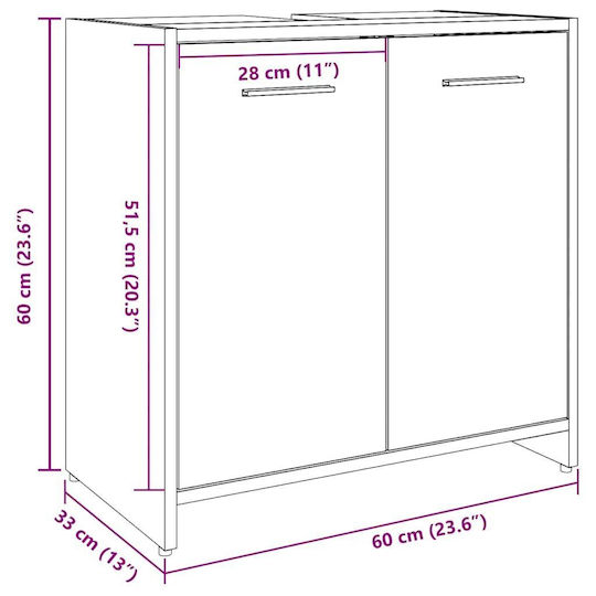 vidaXL Cabinet Countertop without Sink L60xW33xH60cm Coffee