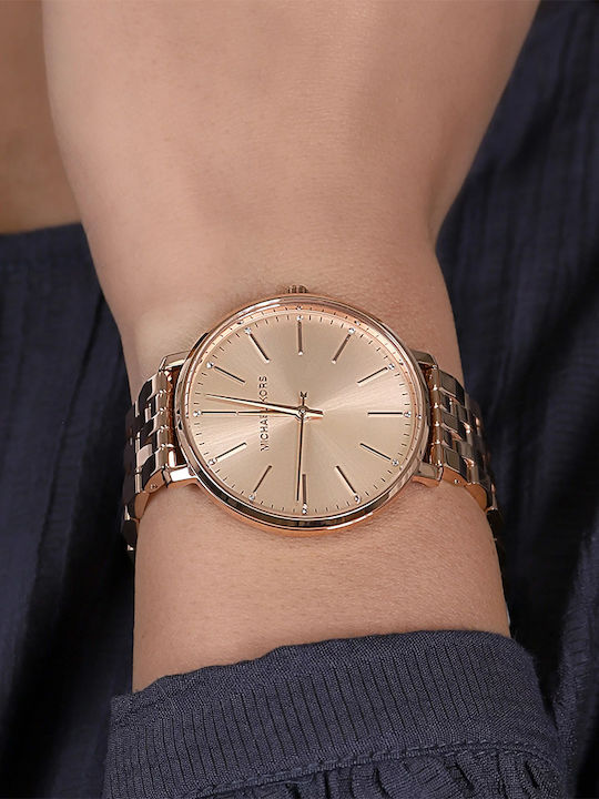Michael Kors Pyper Women's Watch with Pink Gold Metal Bracelet