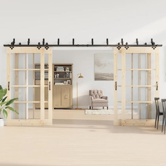 vidaXL Sliding Door Mechanism for Middle Door 427cm Black