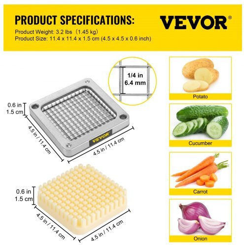 Replacement Blade & Push Block 1/4" Potato Cutter Vevor 3 Pcs Fkthqc314inchcudxv0