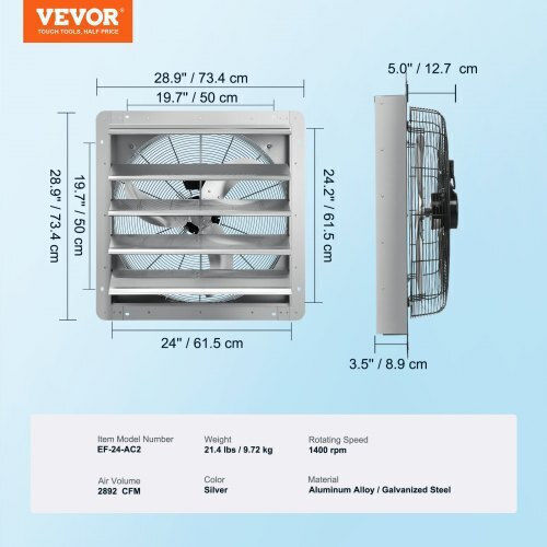 Vevor Industrieventilator Wand Durchmesser 610mm