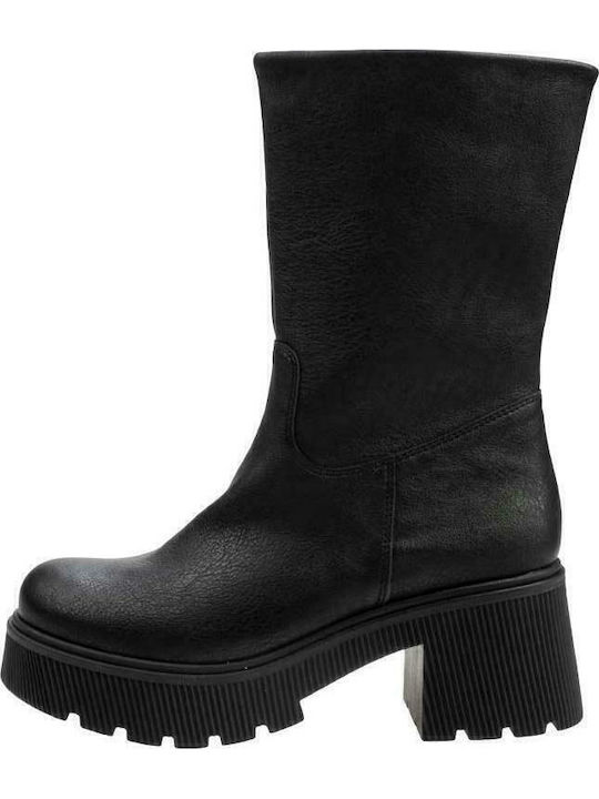 Leder Stiefeletten Damen Schwarz
