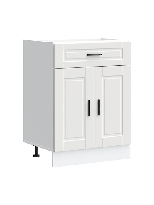 Porto White Kitchen Base Cabinet Made of White Wood 60 X 46 X 81.5 Cm