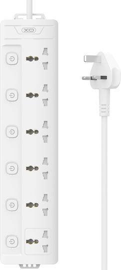 XO Πολύπριζο 6 Θέσεων με Διακόπτη και Καλώδιο 2m Αγγλίας (Type G)