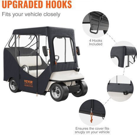 Vevor Golf Cover Polyester 600d Transparent Windows 2-Passenger Sunshade Dust Resistant Kshgefczgmdj7155kv0