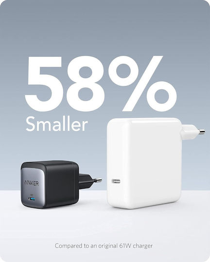 Anker Ladegerät ohne Kabel GaN mit USB-C Anschluss 65W Stromlieferung Schwarzs (PowerPort 715 Nano II )