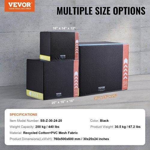 Vevor Multifunctional Jump Box 3 in 1 30 24 20 Inches Black Shytx302420yom4u9v0
