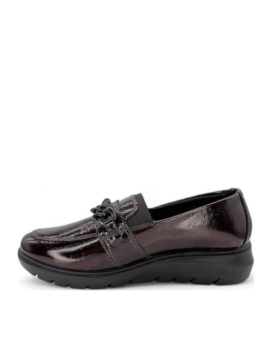 Ανατομικά Γυναικεία Slip-On Δερμάτινα Μπορντό