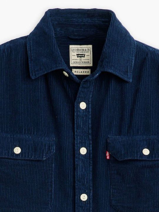 Jackson Worker Overshirt Long-sleeved Corduroy Shirt Navy Blue
