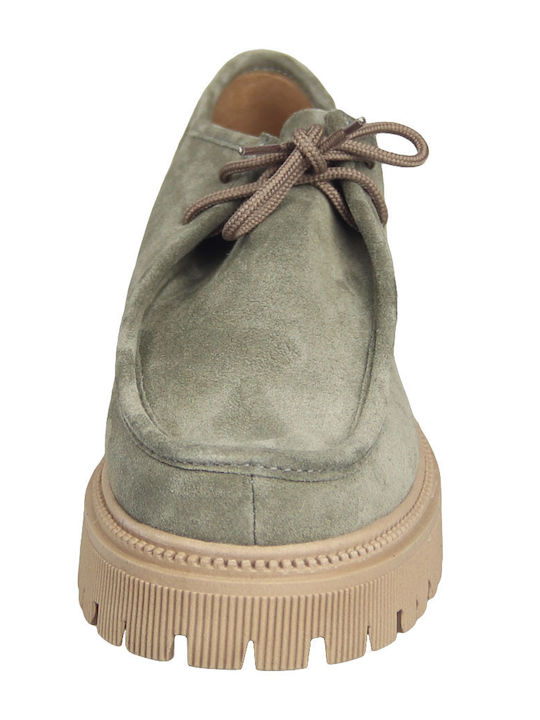 Suede Γυναικεία Oxfords σε Πράσινο Χρώμα