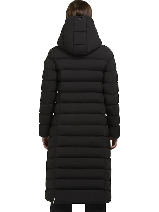 Women's Long Puffer Jacket for Winter Black