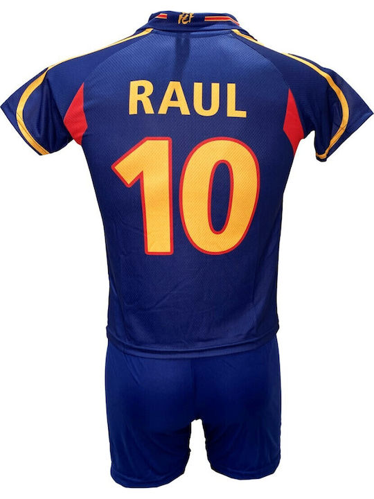 Kinder Spanien Nationalmannschaft Raul Retro Fußballset Blau Rot Gelb 1909-03