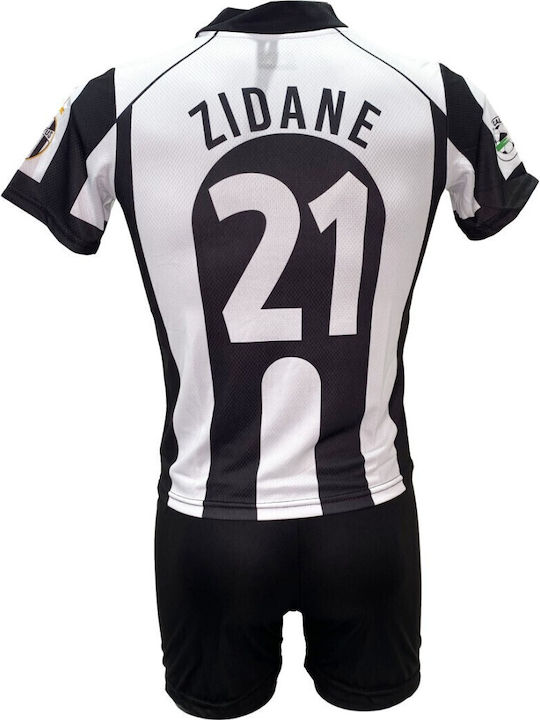 Παιδικό Σετ Ποδοσφαίρου Juventus Zidane Retro Ασπρο Μαύρο 120798-02