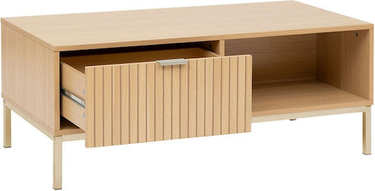 Rectangular Central Coffee Table Tasso Wooden with Drawers Brown M100xW40xH50cm