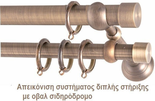 Frans Μεταλλικό Κουρτινόξυλο Stillo Μονό Φ25mm 320εκ. Antik
