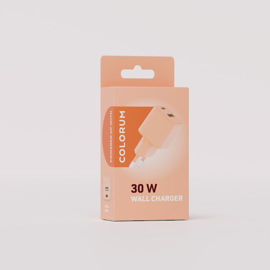 Colorum Ladegerät mit integriertem Kabel 30W Stromlieferung Orange (GSM179872)