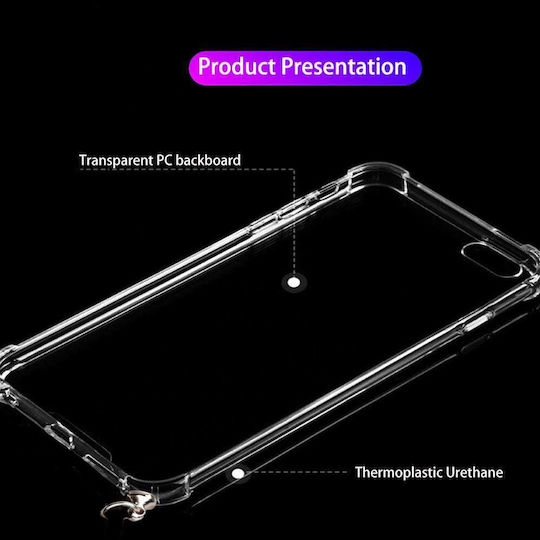 Sonique Armor Clear Silicone Case with Cord for Xiaomi 14t Pro Blue Gray