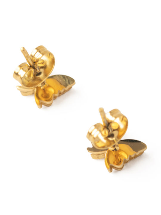 Butterfly Earrings Stainless Steel Gold One Size 7372