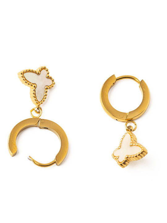 Butterfly Earrings Stainless Steel Gold One Size 7426