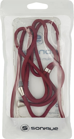 Sonique Armor Clear Silicone Case with Cord for Xiaomi 14t Bordeaux