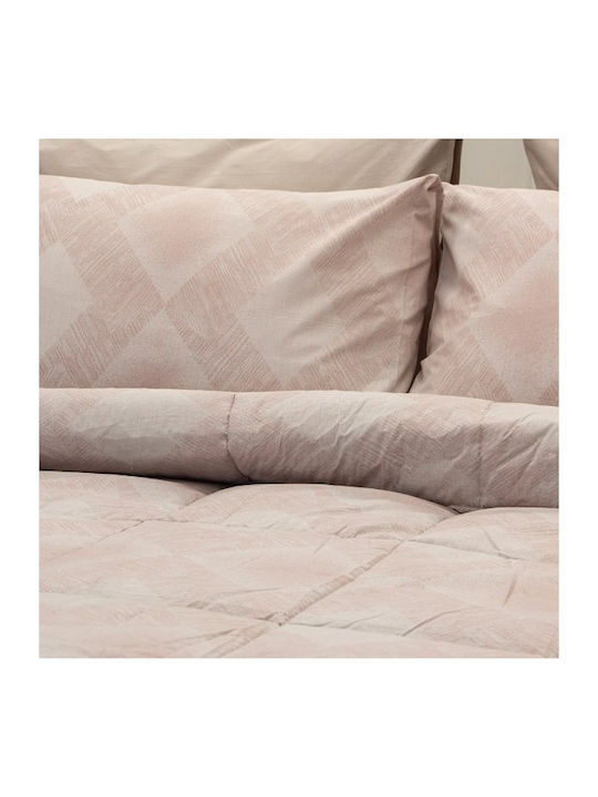 Lino Home Duvet Cover Set Queen with 2 Pillowcases 220x240 Siroco Pink