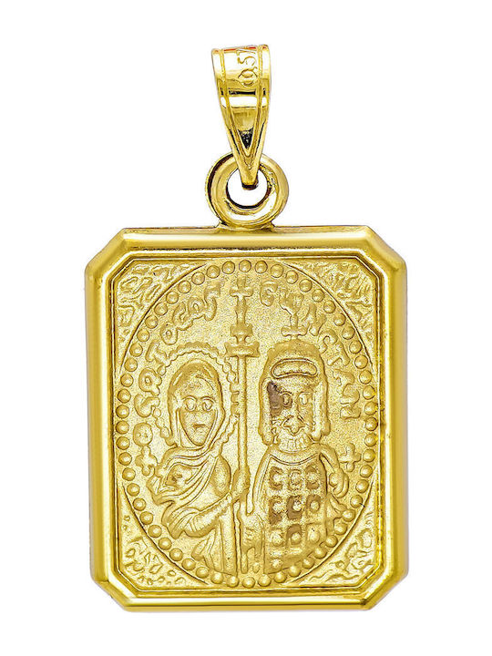 Kiriakos Gofas Pendant Kids Talisman Double Sided Konstantinato made of Gold 9K KN545