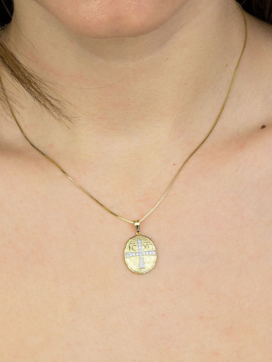 Kiriakos Gofas Pendant Kids Talisman Double Sided Konstantinato made of Gold 9K KN549