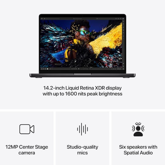 Apple MacBook Pro (2024) 14,2" Retina Display 120Hz (M4 Pro-14-Kern/24GB/1TB SSD/20-Kern GPU) mit Ladegerät 96W Space Black (US Tastatursprache)