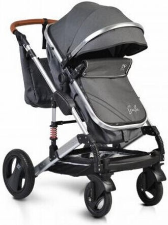 Moni Gala Adjustable 2 in 1 Baby Stroller Suitable for Newborn Black Leather 12kg