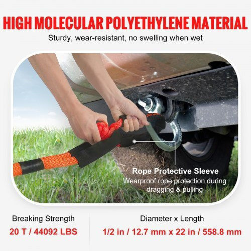 Vevor Car Towing Equipment Tow Rope In Black Color