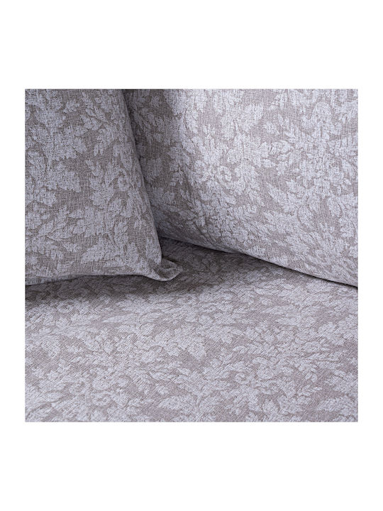 Beauty Home Malbec Art 12630 Σετ Σεντόνια King Size Φανελένια με Λάστιχο 185x200+32εκ. Μπέζ (4τμχ)