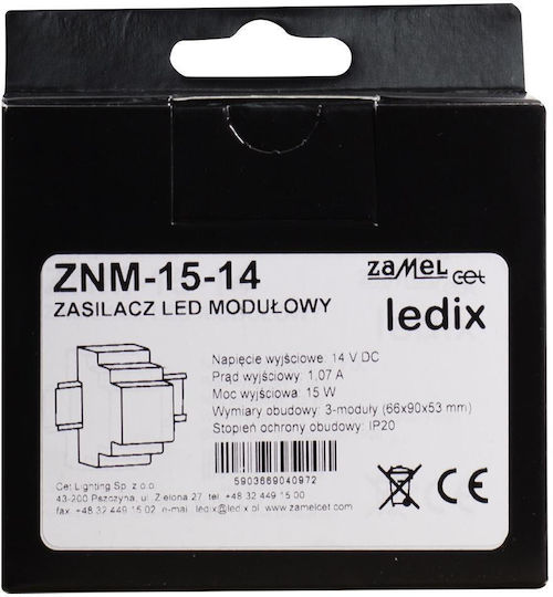 Захранване за LED модули Zamel 14V DC 15W ZNM-15-14 LDX10000021