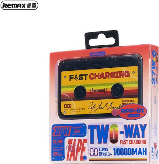 Remax RPP-B1 Power Bank 10000mAh 27W με Θύρα USB-A και Θύρα USB-C Μαύρο