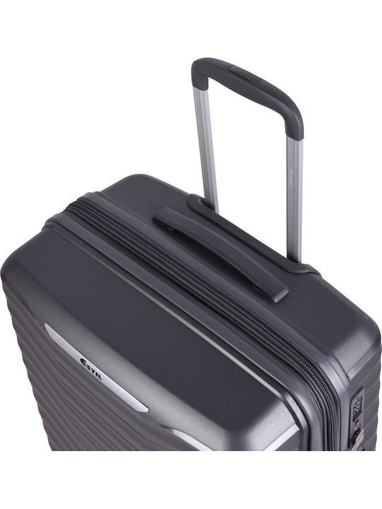 Estil Valiză De Călătorie De Cabină Tough Gri Cu 4 Roți Înălțime 55 Cm