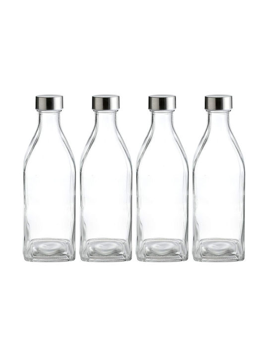 Viosarp Bottle Water Glass with Screw Cap Silver 1000ml