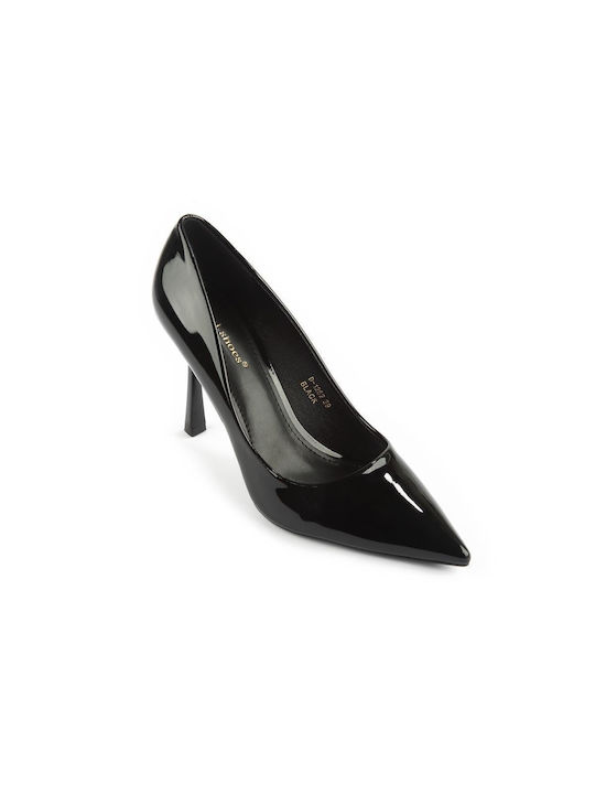 Fshoes Patent Leather Pointed Toe Stiletto Black High Heels